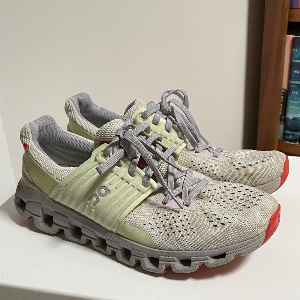 On Running Women's Athletic Shoes - Cream and Red